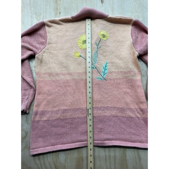 Storybook Knits Ombré Cardigan Sweater Spring Easter Yellow Flowers Plus Sz 1X - Picture 4 of 5